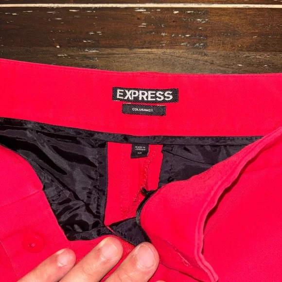 Express Vibrant Red Straight Leg Pants Sz 2 - Picture 7 of 10